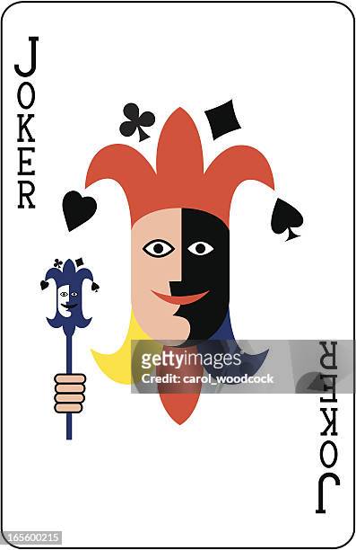 joker face two playing card - jester stock illustrations