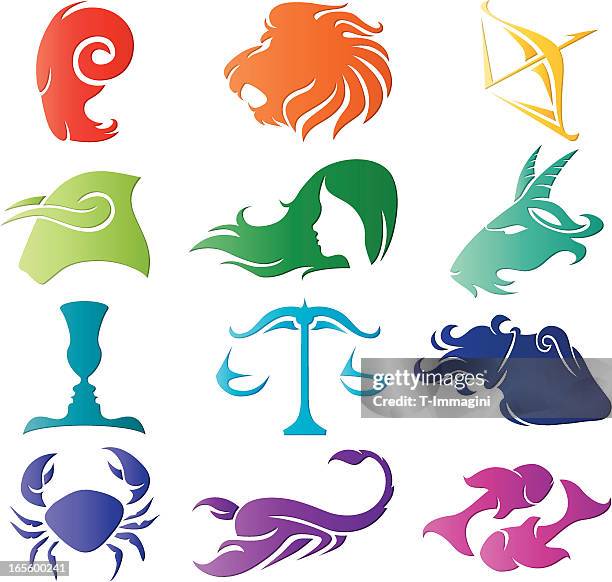 stockillustraties, clipart, cartoons en iconen met rainbow zodiac - season 12