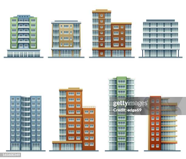 stockillustraties, clipart, cartoons en iconen met apartment buildings - appartement