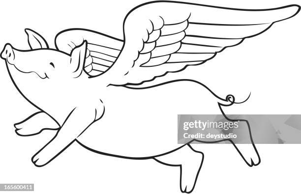 illustrations, cliparts, dessins animés et icônes de cochon volant - pig with wings