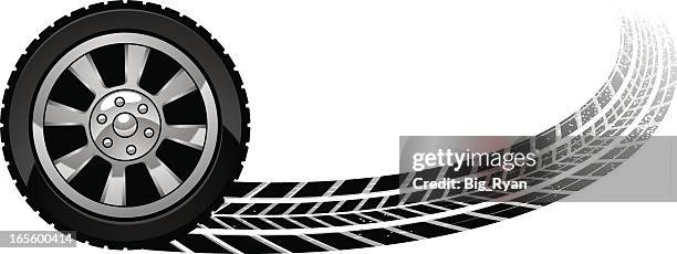 stockillustraties, clipart, cartoons en iconen met burn out wheel - autoband