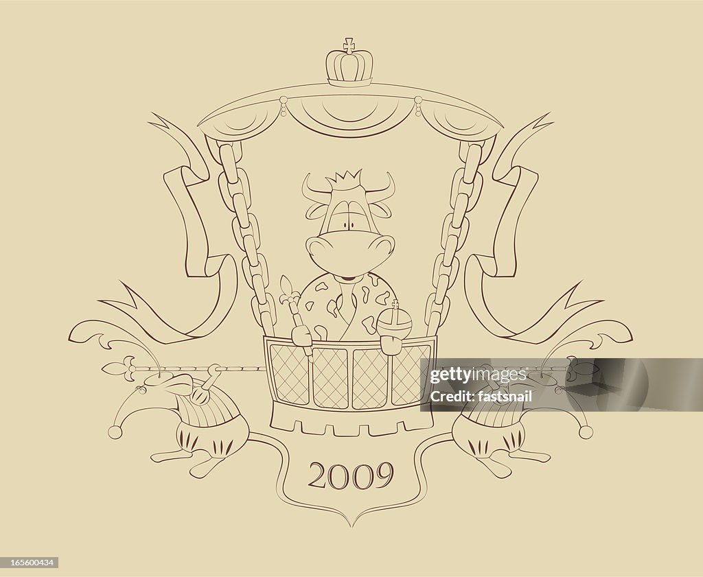 Neue 2009 Jahr bull mit rats als Bedienstete