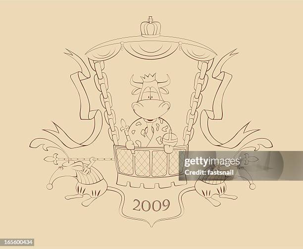 new 2009  year bull with rats as servants - 2009 stock illustrations