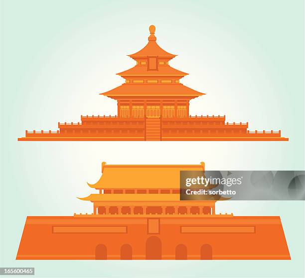 china beijing landmark icon - tiananmen gate of heavenly peace stock illustrations