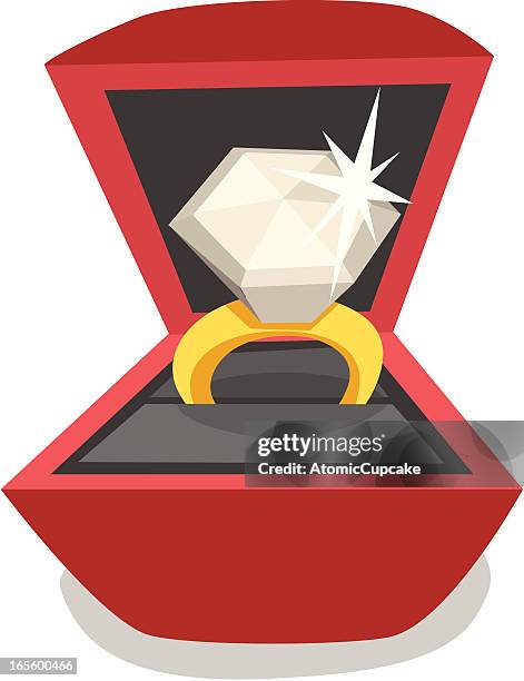 cartoon diamond ring - cupcake box stock illustrations