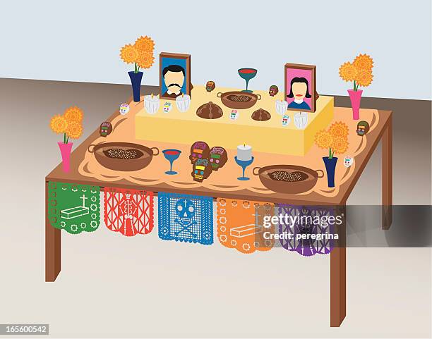 an illustration of die de los muertos - mole sauce stock illustrations