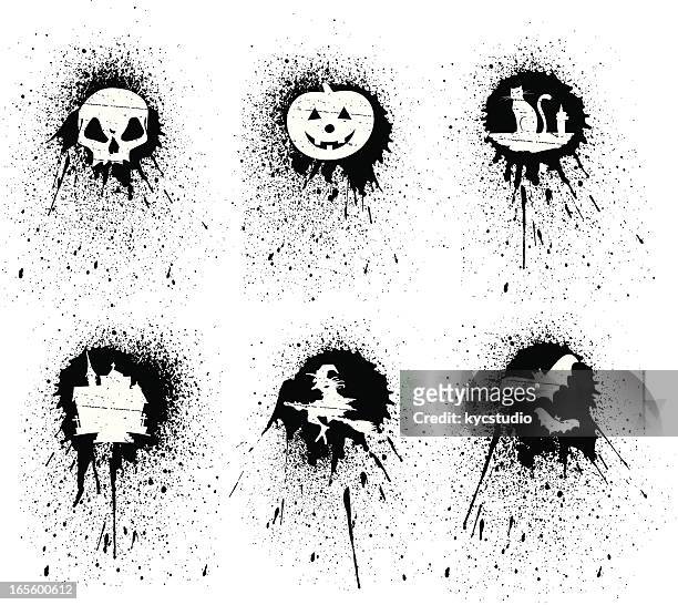 stencil halloween symbols - halloween stencil stock illustrations