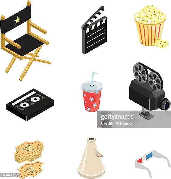 movie icons | iso collection - director's chair stock illustrations