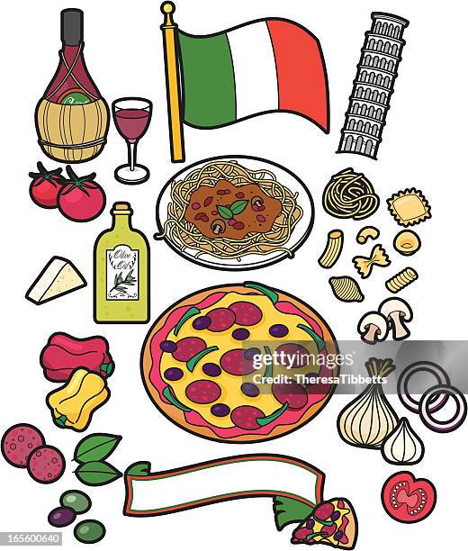 ilustraciones, imágenes clip art, dibujos animados e iconos de stock de comida italiana - spaghetti bolognese