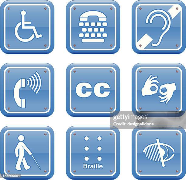 disability icon set - braille sign stock illustrations