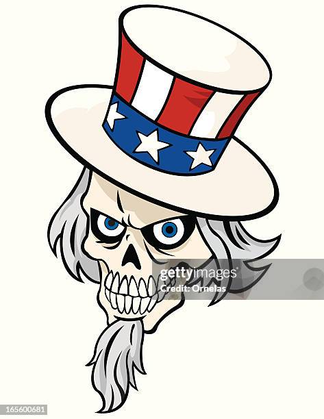uncle sam skull-eyes - uncle sam white background stock illustrations