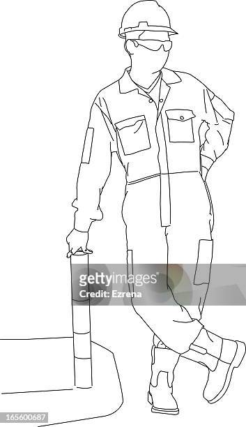 working man leaning - leaning stock illustrations