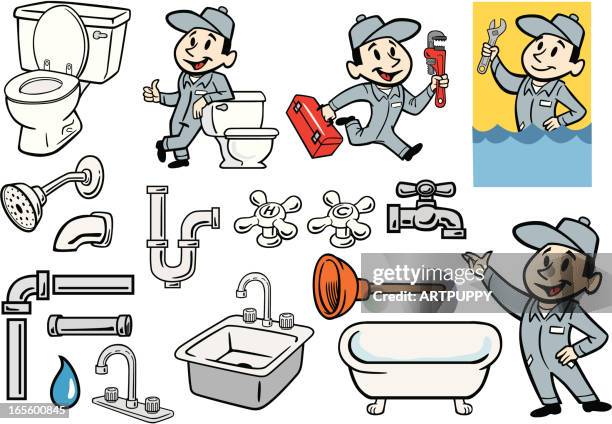 various set of plumber, plumbing and pipes illustrations - plumber 幅插畫檔、美工圖案、卡通及圖標