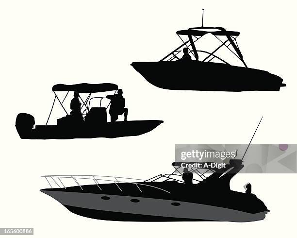 illustrazioni stock, clip art, cartoni animati e icone di tendenza di recreationalboating - motorboat