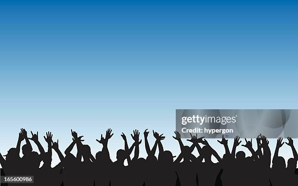 cheering crowd - crowd cheering background stock illustrations
