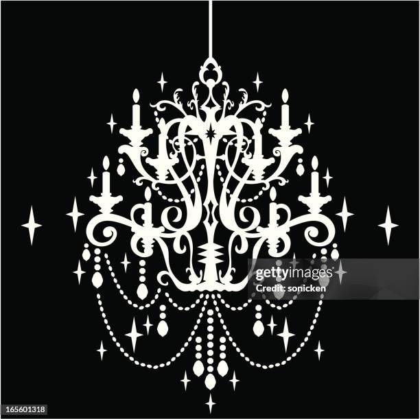ilustraciones, imágenes clip art, dibujos animados e iconos de stock de chandelier de cristal silueta - chandelier