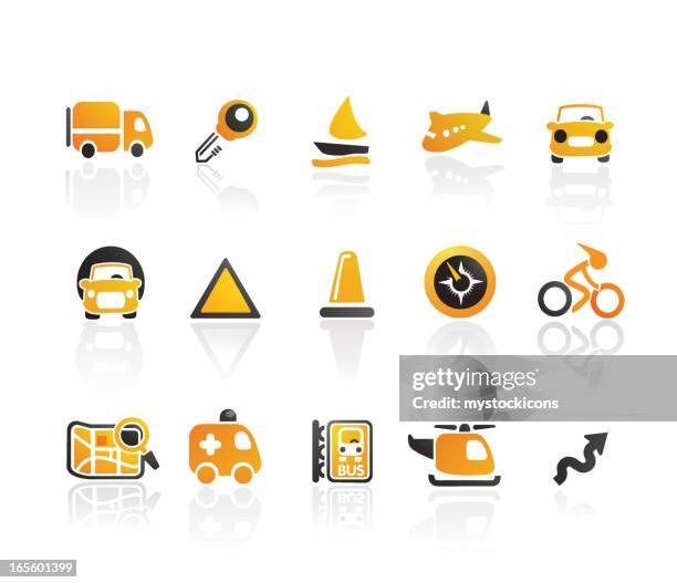 mandarin series | transportation icons - orange traffic cone stock illustrations