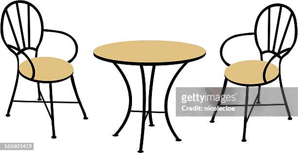 table and chairs - wrought iron stock illustrations