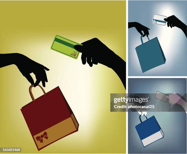shoping hands - exchanging gift stock illustrations