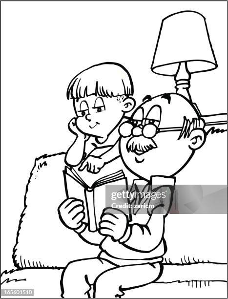 grandfather and grandson - grandson stock illustrations