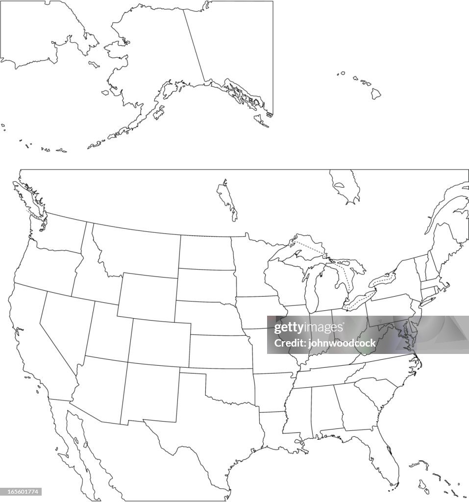 USA map line version