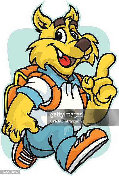 wildcat school kid - bobcat stock illustrations