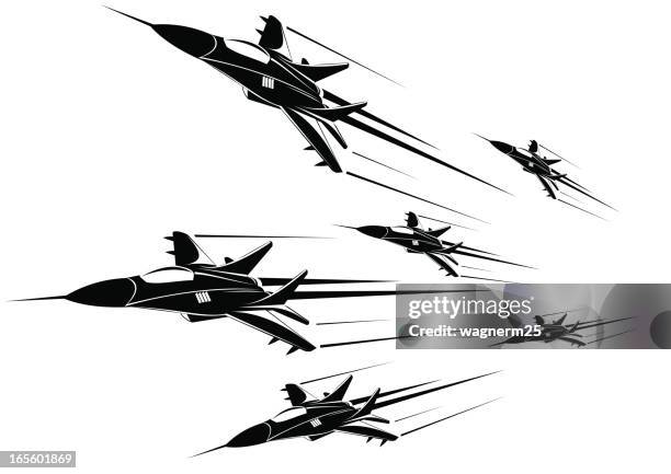 illustrations, cliparts, dessins animés et icônes de mig - 29 ii - avion supersonique