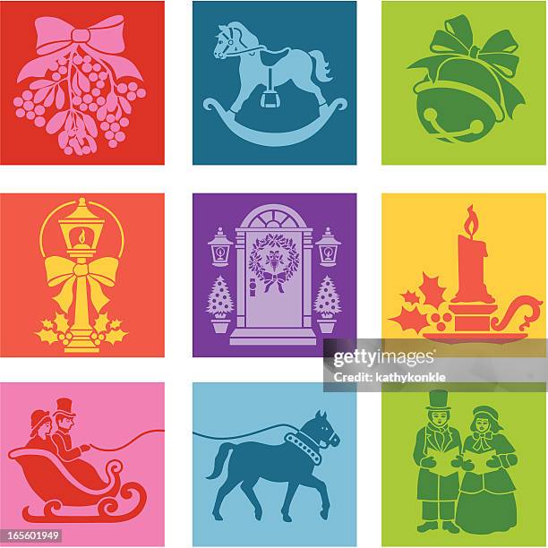 victorian christmas pop art - carol singer stock illustrations