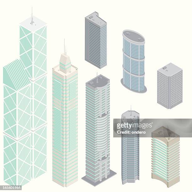 ilustrações, clipart, desenhos animados e ícones de isometric edifícios - tall high