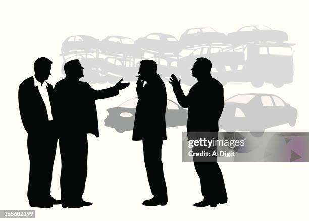 animated talk, car salesmen vector silhouette - cigarette smoke background stock illustrations