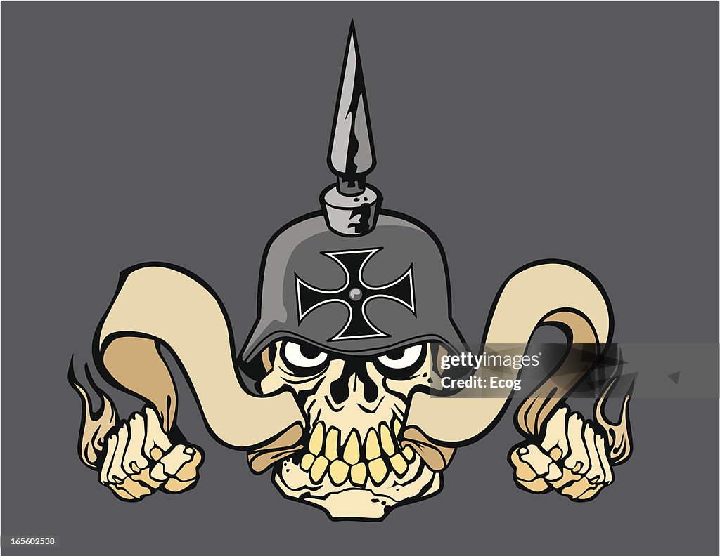 Brutal biker skull with a kaiser helmet.