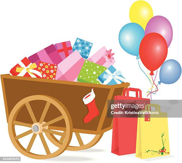 christmas presents - red socks stock illustrations