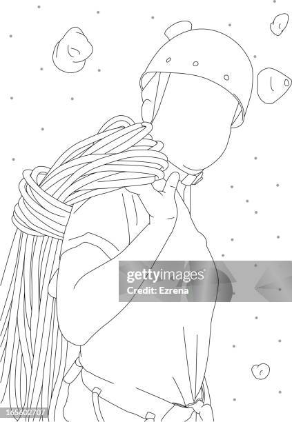 rock climber - hard hat portrait stock illustrations