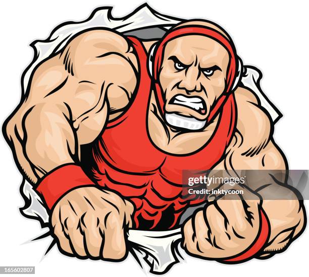 wrestler shirt rip - buff headwear stock illustrations