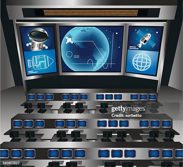 control room - space station stock illustrations