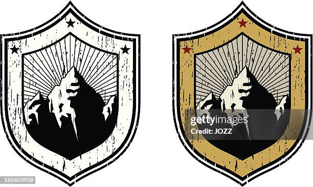 mountain retro insignia - ski mountain stock illustrations