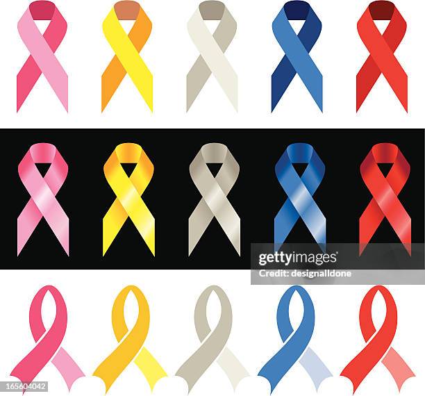 stockillustraties, clipart, cartoons en iconen met cancer awareness ribbons - aids awareness ribbon