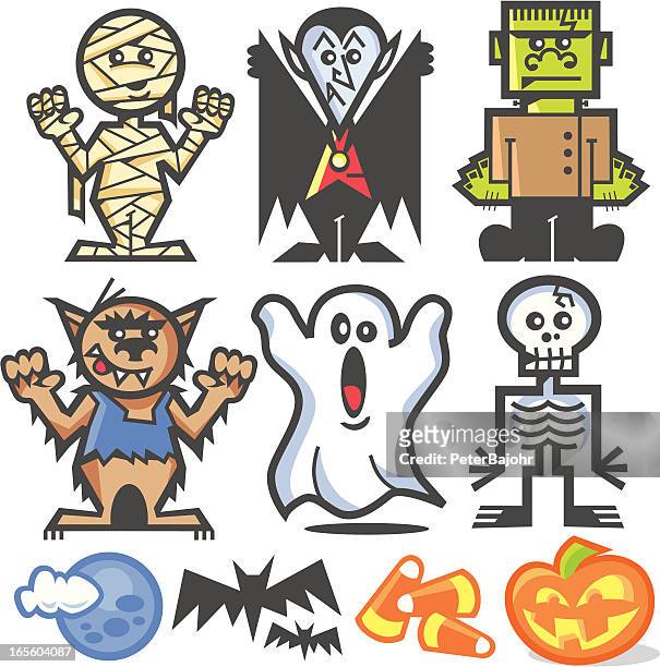 ilustrações de stock, clip art, desenhos animados e ícones de conjunto de halloween - candy corn