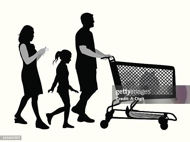 stockillustraties, clipart, cartoons en iconen met groceries vector silhouette - duwen