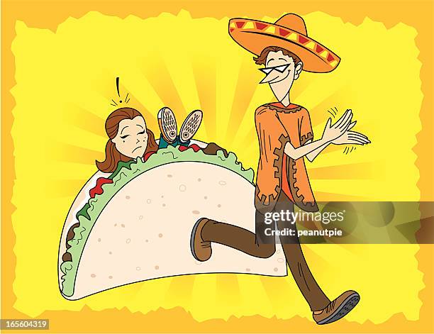 fajita revenge - hispanic man cooking stock illustrations
