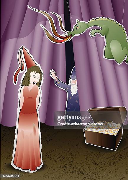 paper doll play - puppet show stock illustrations