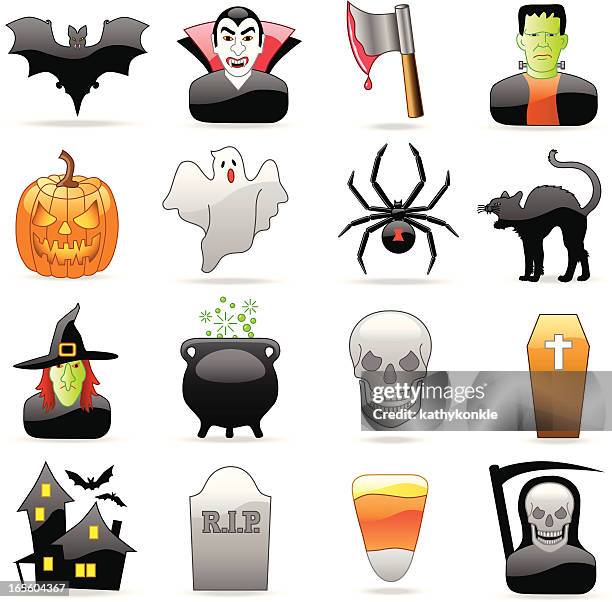 illustrations, cliparts, dessins animés et icônes de icônes d'halloween - frankenstein