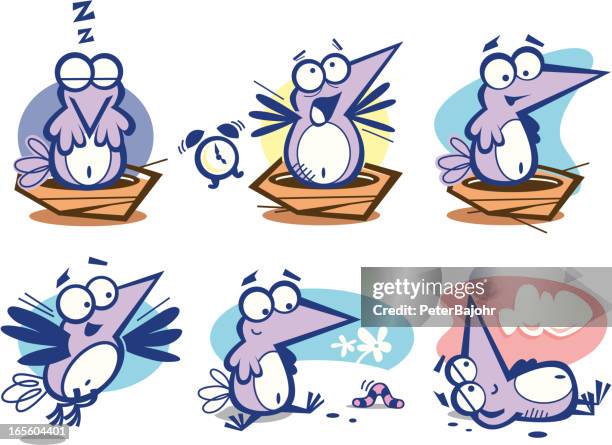 early bird catches the worm - early bird catches the worm stock illustrations