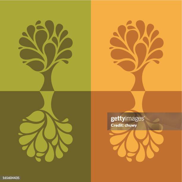 seasonal tree - leaves spiral stock illustrations