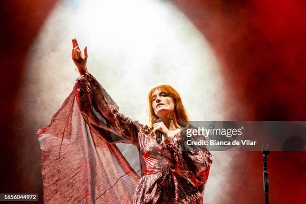 Florence Welch of Florence and the Machine performs at Day 3 at Cala Mijas Festival 2023 on September 02, 2023 in Mijas, Spain.