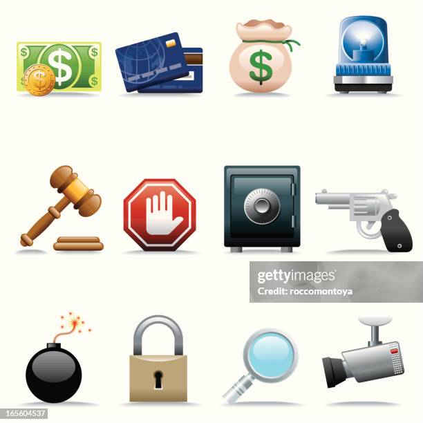 icon set, security sistem - beacon stock illustrations