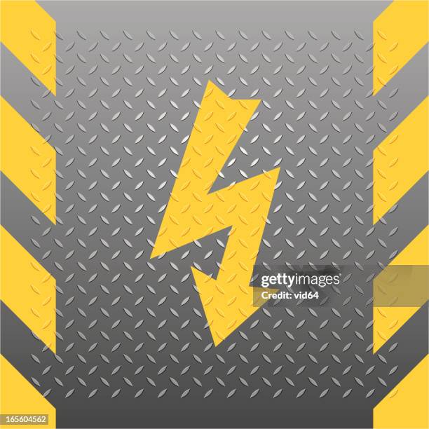 tread plate hi voltage warning - non slip stock illustrations