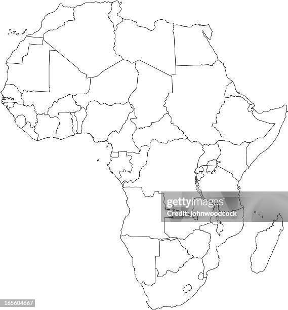 africa line map - africa map stock illustrations