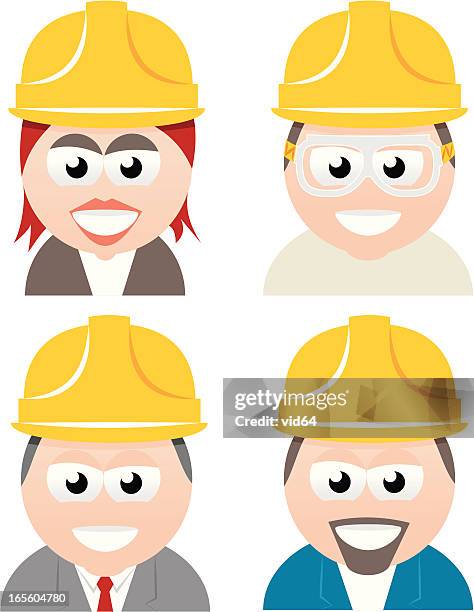 hard hat crew - construction worker smiling stock illustrations
