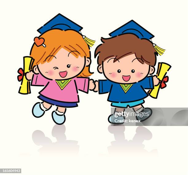 graduation-kids - kindergarten graduation stock illustrations
